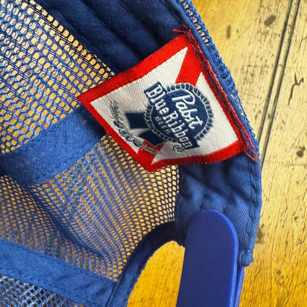 Pabst Blue Ribbon PBR Trucker Hat Red White Blue‎ Mesh Snapback Baseball Cap